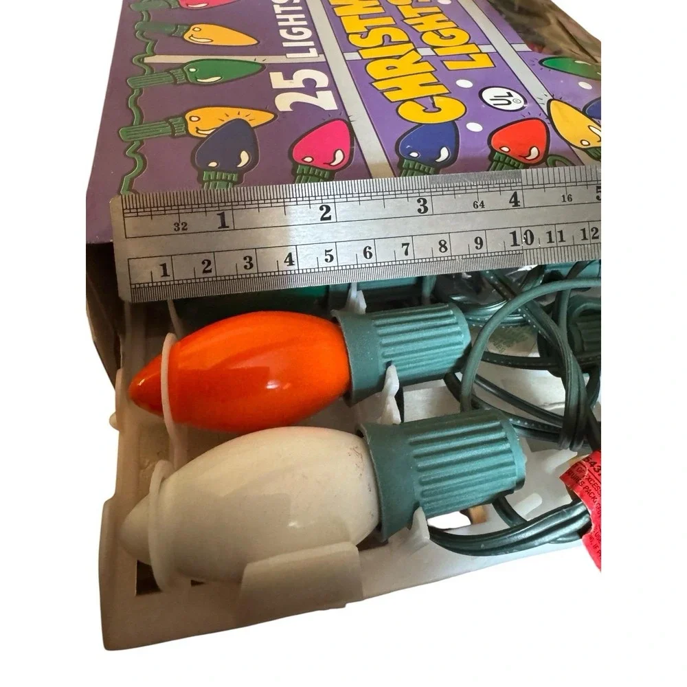 Vtg Christmas 25 Outdoor Multicolored C7 Lights 25-ft NIB Tested Works